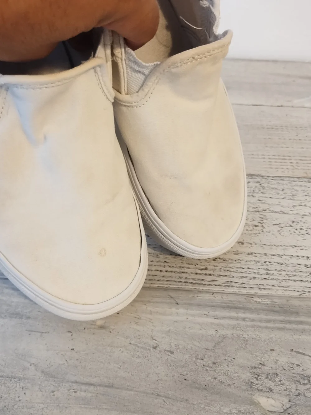 Vans Off The Wall Women's Canvas White Asher Platform ST Slip- On Shoe Sz 7
